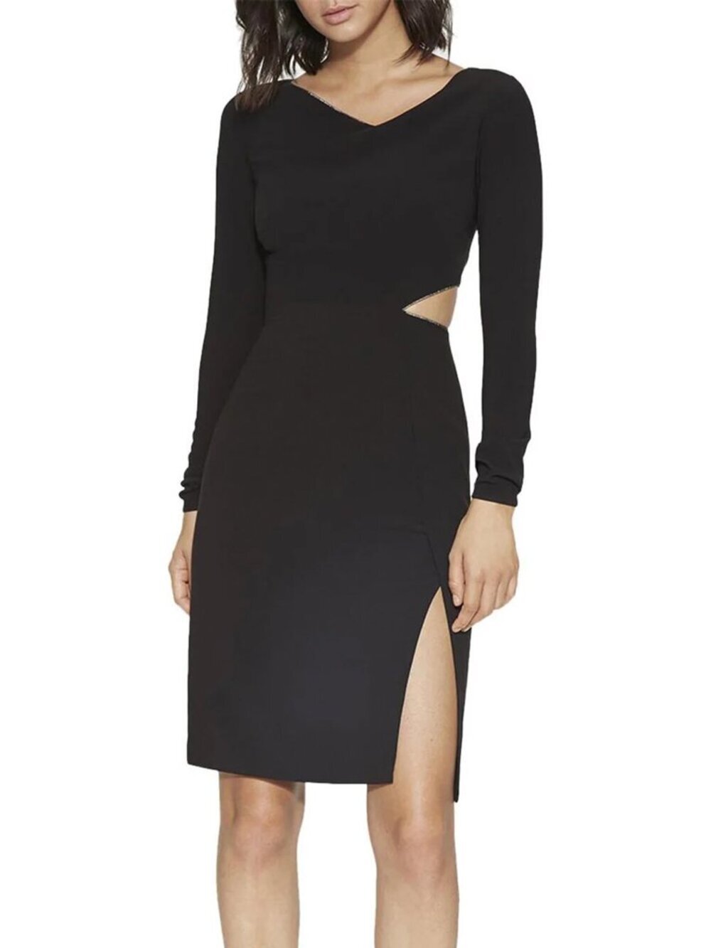 Halston Heritage Black Cut Out Sheath Dress Size 8